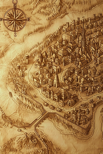 Hand-drawn ancient city map