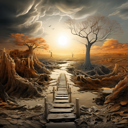 Anceint path leading through changing landscapes