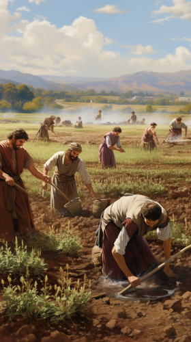 Ancient Roman commoners working in the field