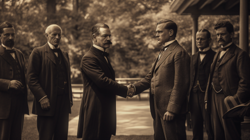 Andrew Johnson shaking hands in European Classicism style Andrew Johnson shaking hands in European Classicism style