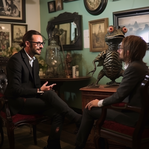 Andrew Tate interviewing a frog