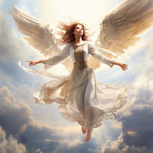 Beautiful angel ascending into the sky