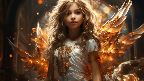 Beautiful angel with glowing wings