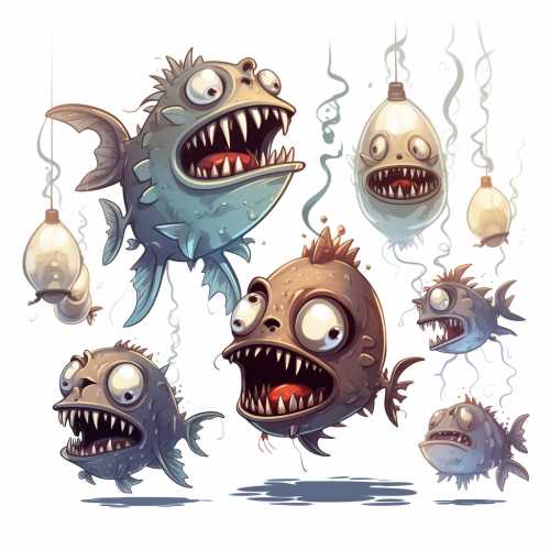 Cartoon angler fish with light