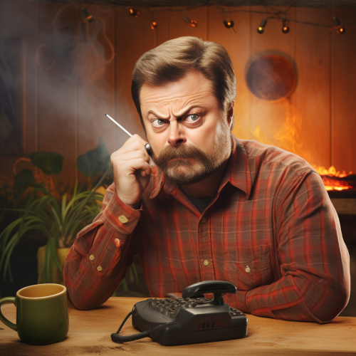 Nick Offerman Angry on Phone Call