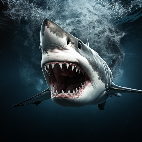 Powerful Angry Shark with Wide Open Jaws