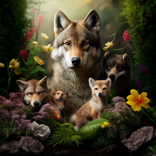Wolf protecting animals in nature