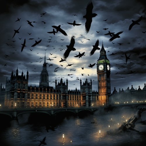 Animated ravens with glowing eyes