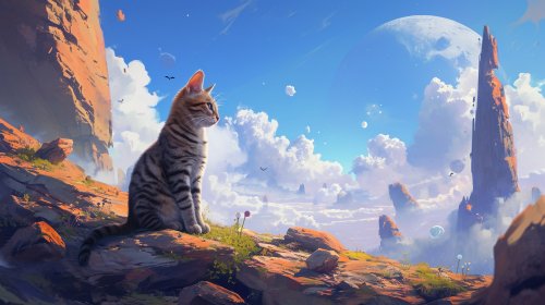 Anime Domesticated Cat Loki Alien Landscape