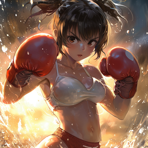 Anime girl kick boxing