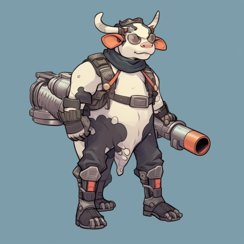 Anime Cow Person with Bazooka