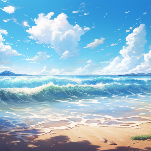 Peaceful Colors Anime Beach Wallpaper