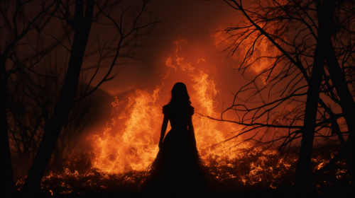 Anna Silhouette Fire Burning Forest