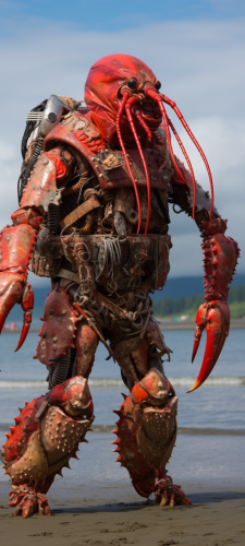 Crustacean man contest participants showcasing their skills Crustacean man contest participants showcasing their skills