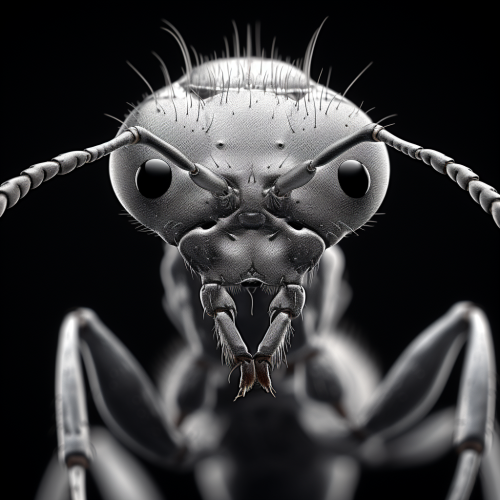 Close-up view of an ant captured with electron microscope