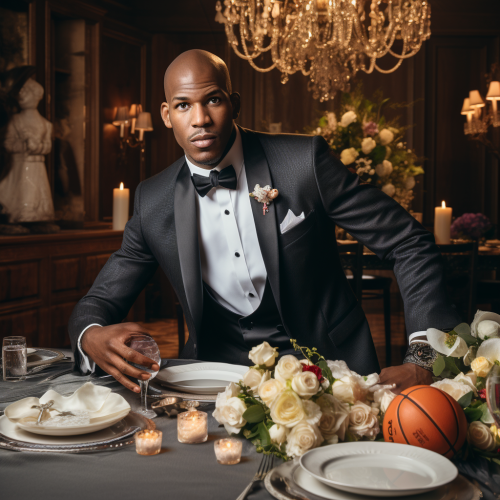 Anthony Edwards dribbling basketball on dinner table