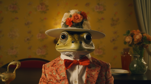 Anthropomorphic toad wearing a fancy hat