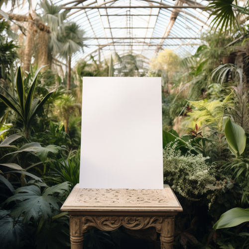 Antique blank paper in historical greenhouse
