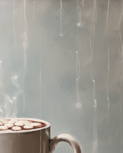 Cozy hot chocolate by the winter window