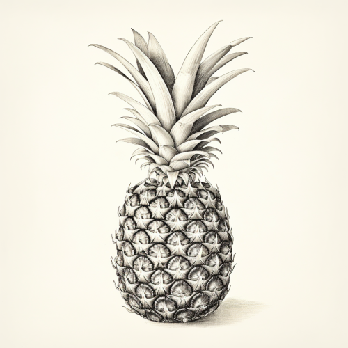 Antique pineapple drawing on white background