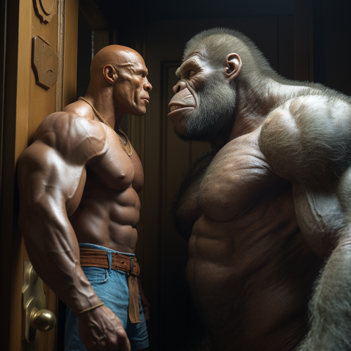 Ape answering door to Dwayne  The Rock  Johnson