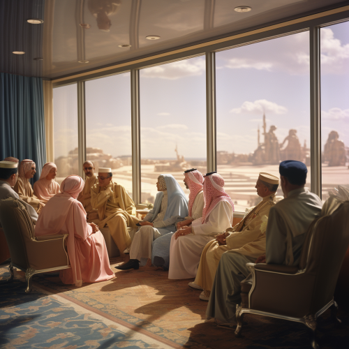 Arab Emir and Entourage Watching Planes