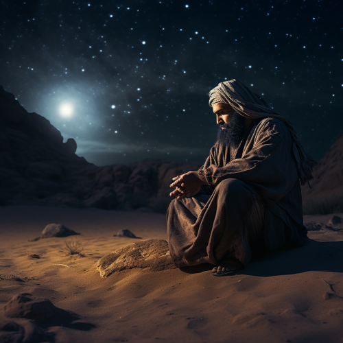 Arab poet gazes at stars in desert