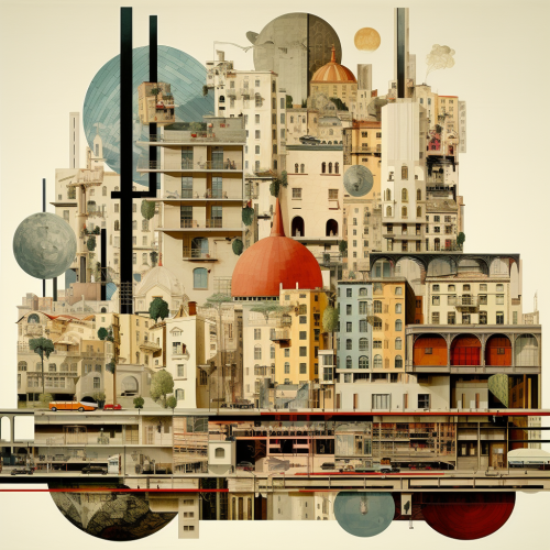 Creative architectural collage showcasing innovative designs