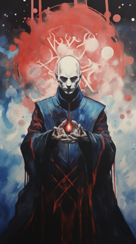 Tattooed Archmage with Red Sparks