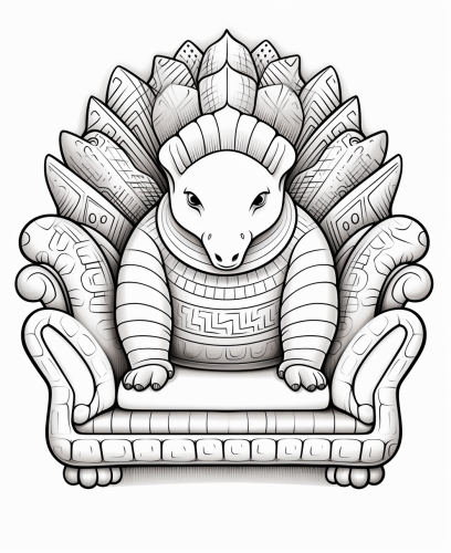 Cartoon armadillo in a chair