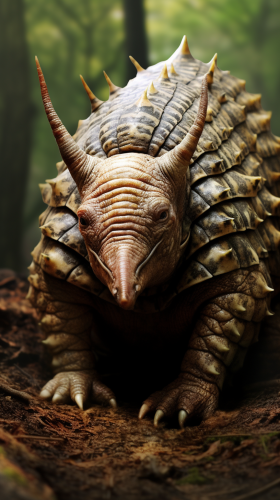 Realistic armadillo on a hunt