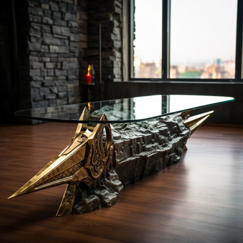 Unique coffee table inspired by King Arthur's sword