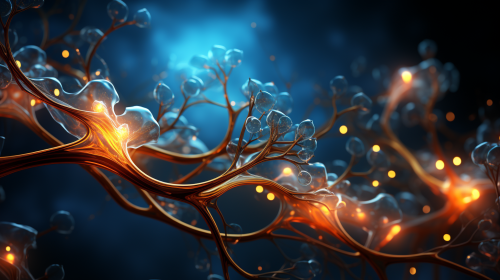 Close-up of Glowing Artificial Neural Networks