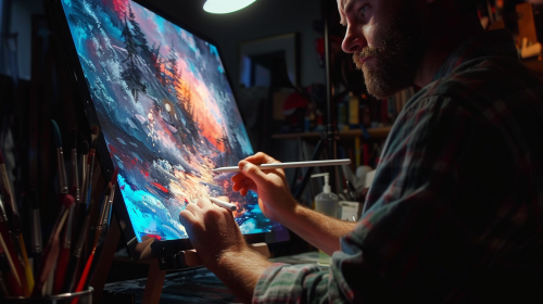 Artist on Big Screen Tablet