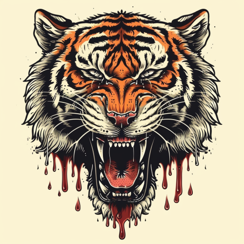 Tiger head tattoo illustration crying