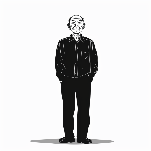 Asian man silhouette on white background