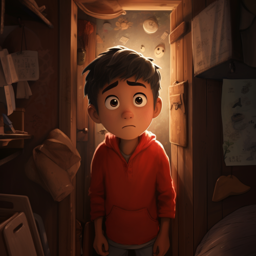 10-Year-Old Asiatic Child Sneaking His Secret