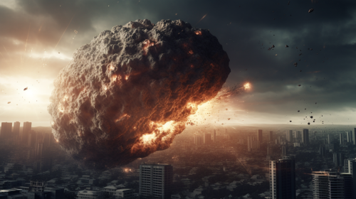 City under attack by asteroid City under attack by asteroid