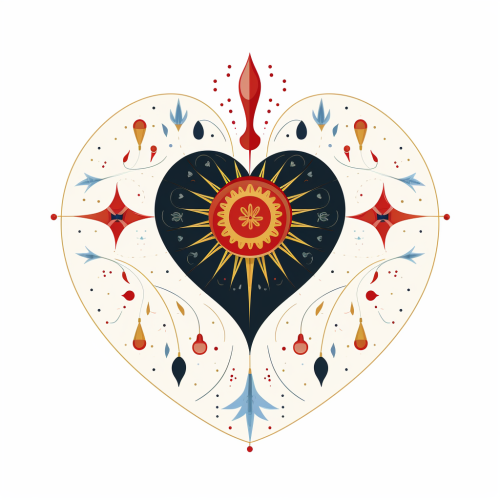 Astrology heart shape in Renaissance flat minimalist design