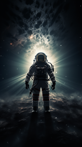 Astronaut exploring the dark space