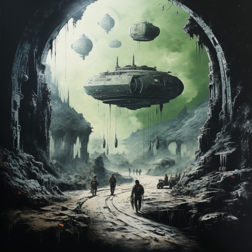 Detail of attack spaceship hiding behind moon