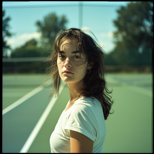 Attractive brunette woman playing tennis