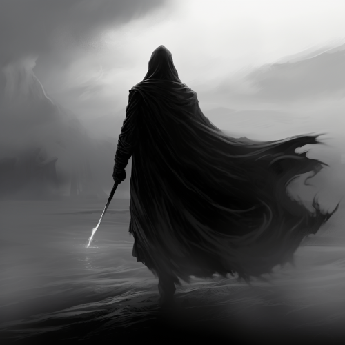 Mysterious figure battles ominous wraith