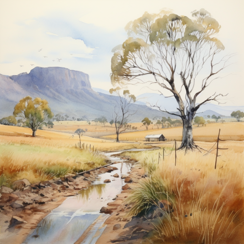 Beautiful Australian Landscape Watercolor Painting