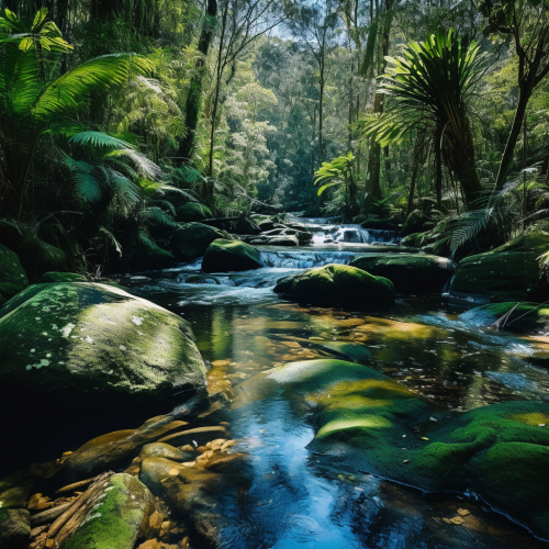 Beautiful waterfalls in Australian rainforest