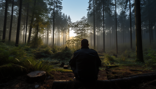 Austrian policeman with bloodhound in beautiful sunrise