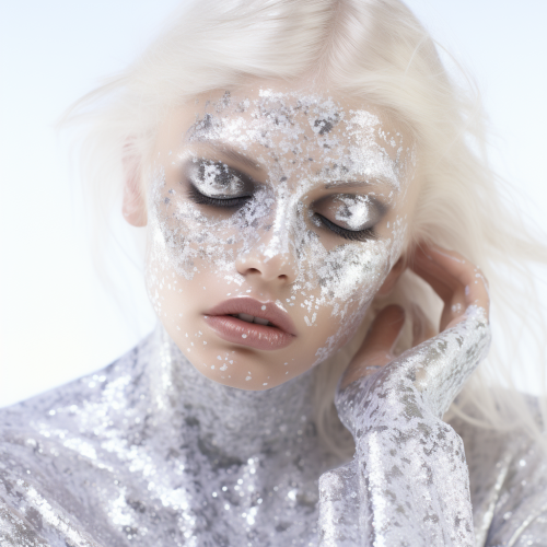 Glittery shapes on white background