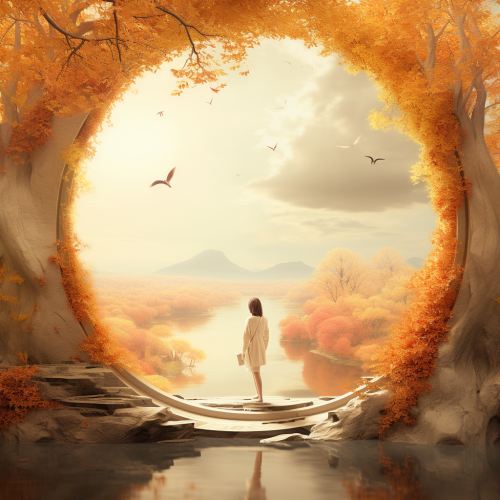 Beautiful autumn fairytale scene