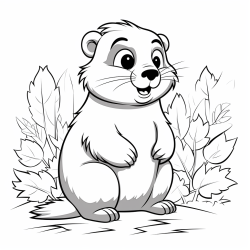 Cute autumn marmot coloring page