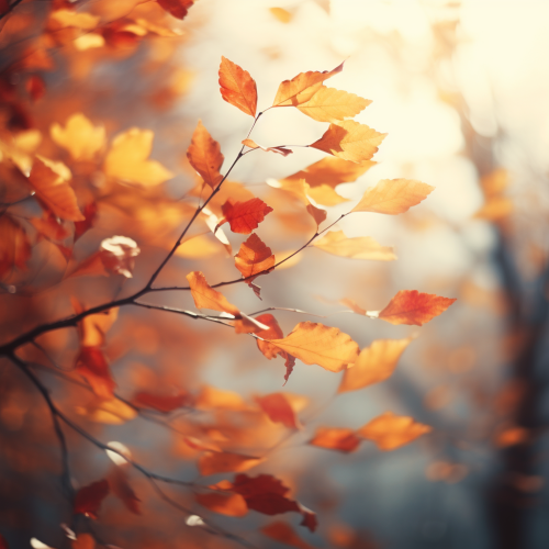 Red and Yellow Autumn Leaves in the Wind